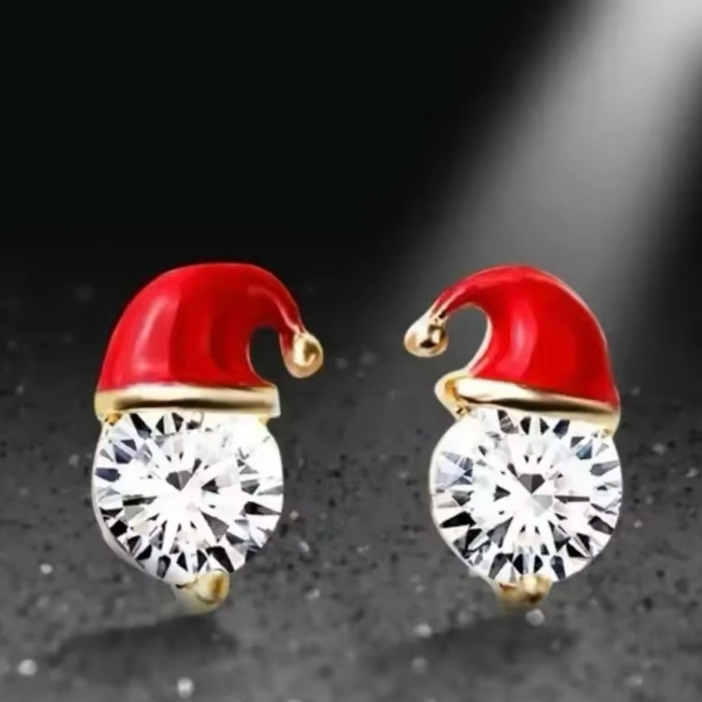 Crystal Santa Hat Earrings - Picture 2 of 2